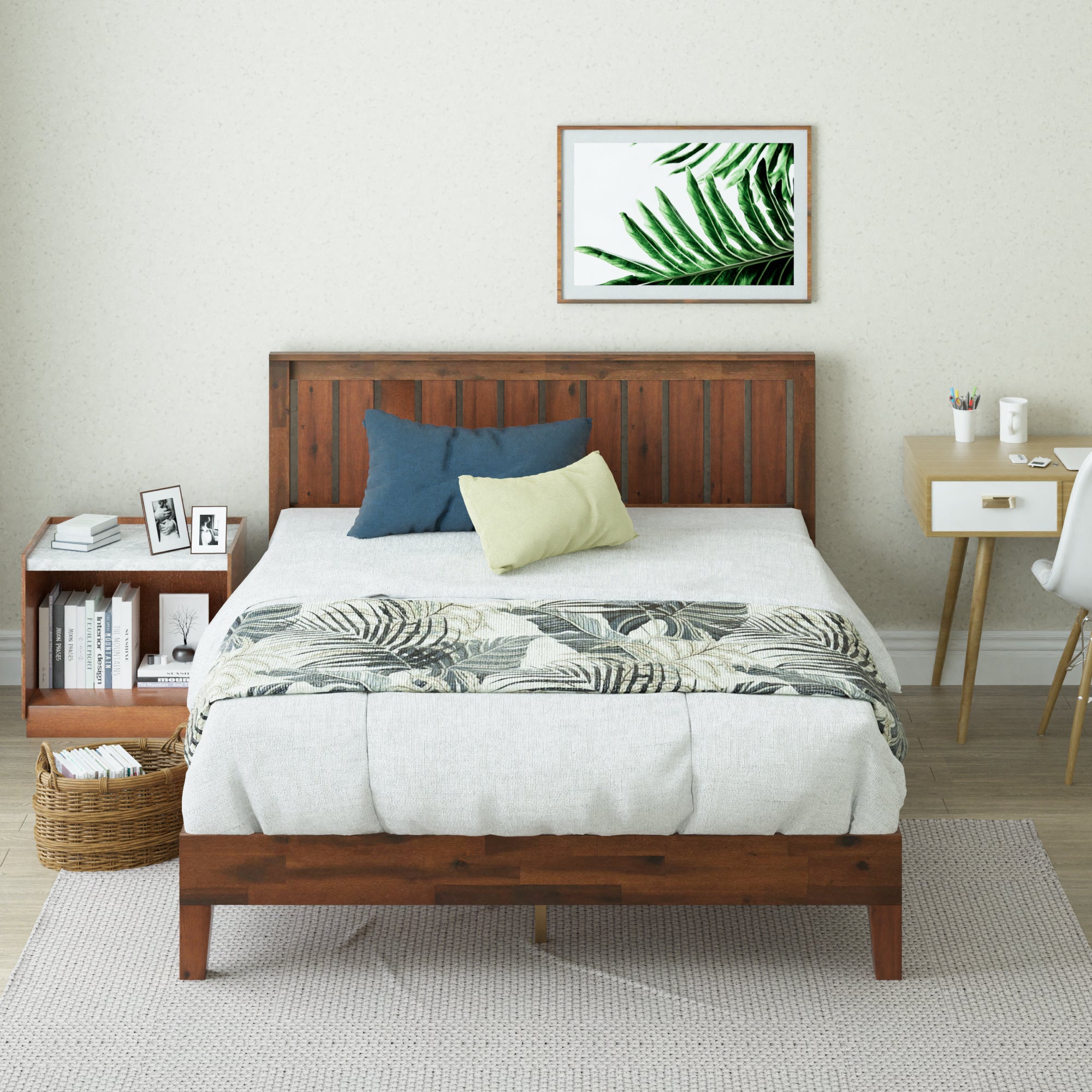 Vivek Deluxe Solid Wood Bed Frame Espresso Zinus