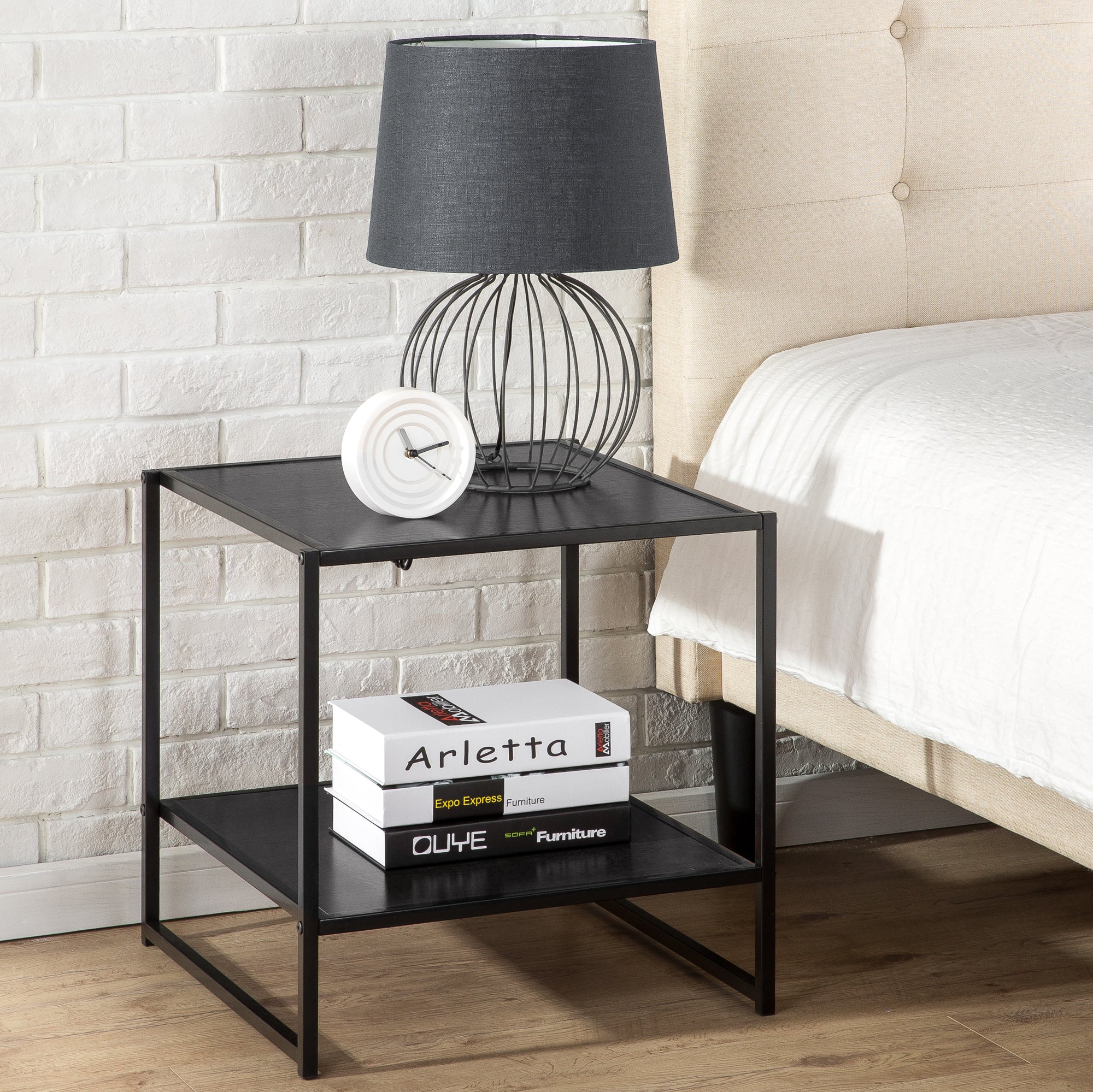 Modern Bedside Tables Black Set of 2 Zinus Australia