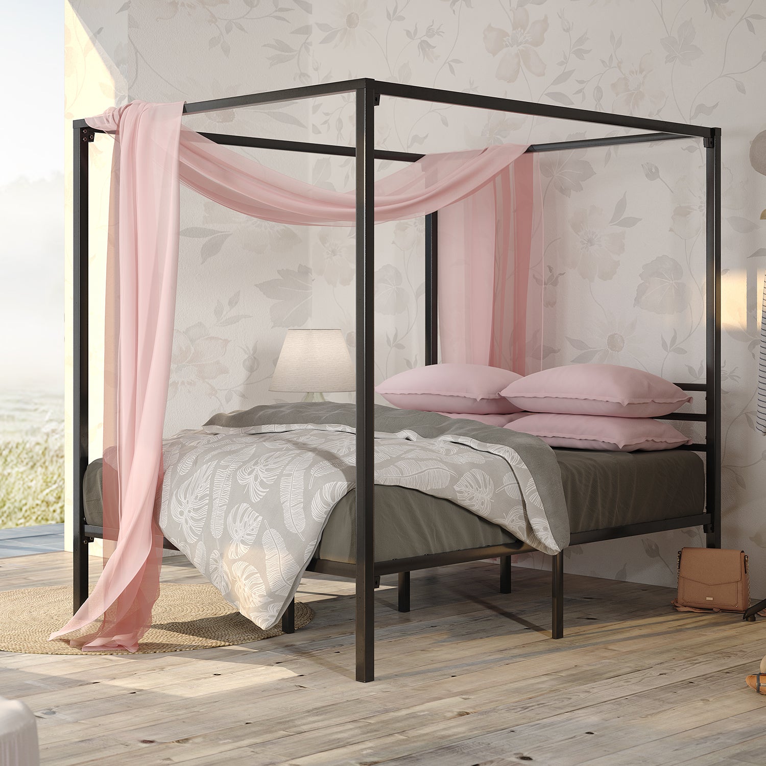 Patricia Metal Canopy Bed Frame - Black