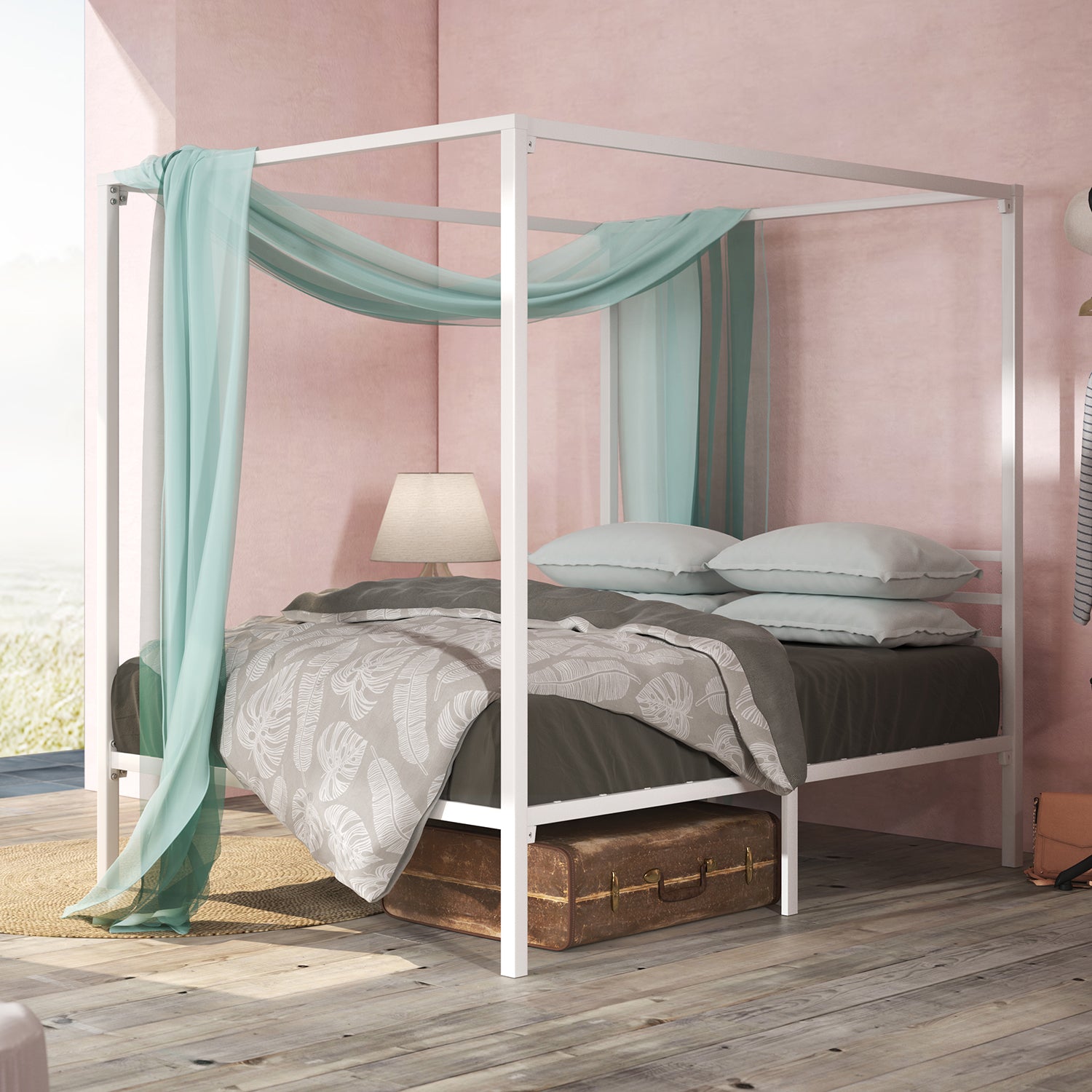 Patricia Metal Canopy Bed Frame - White